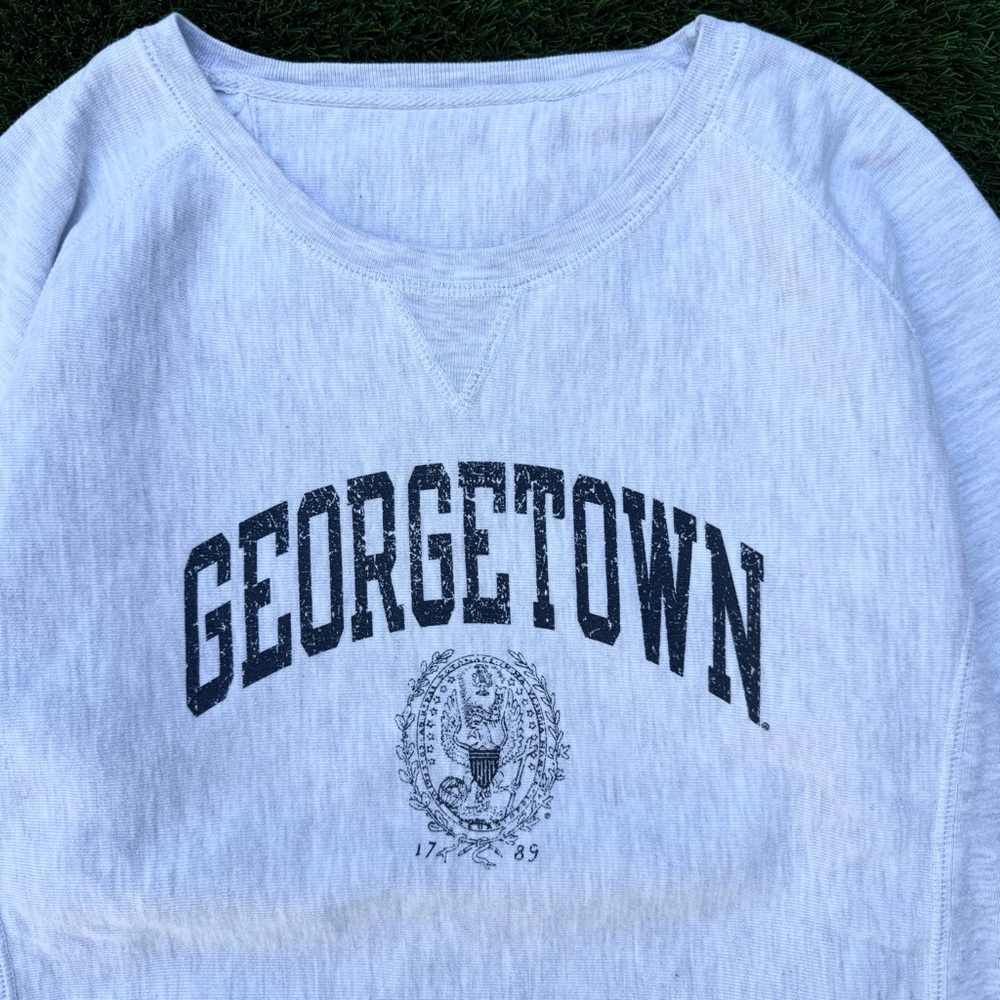 Champion Georgetown University Women's Sweatshirt Pullover Grey/Navy Size L/M - Picture 4 of 6